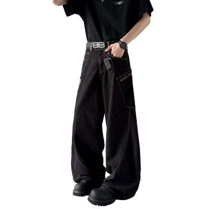 Checkered Loose Denim Jeans