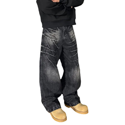 Patterned Denim Jeans