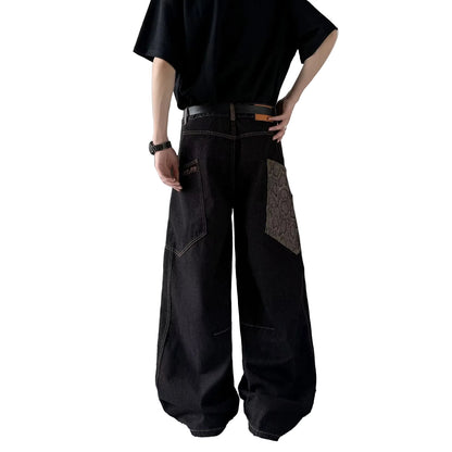 Checkered Loose Denim Jeans