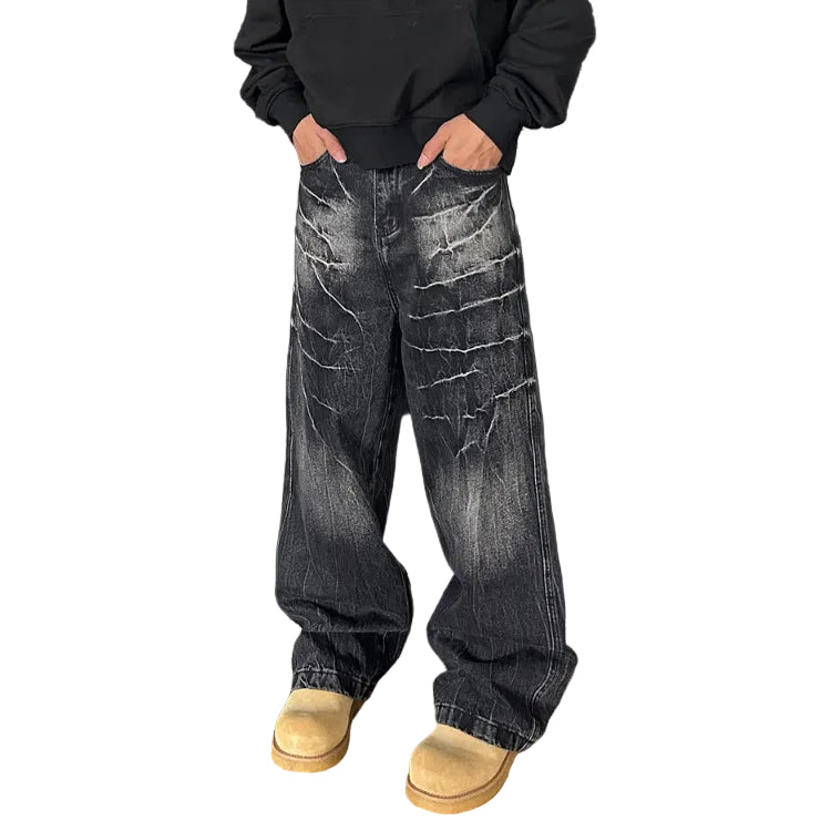 Patterned Denim Jeans