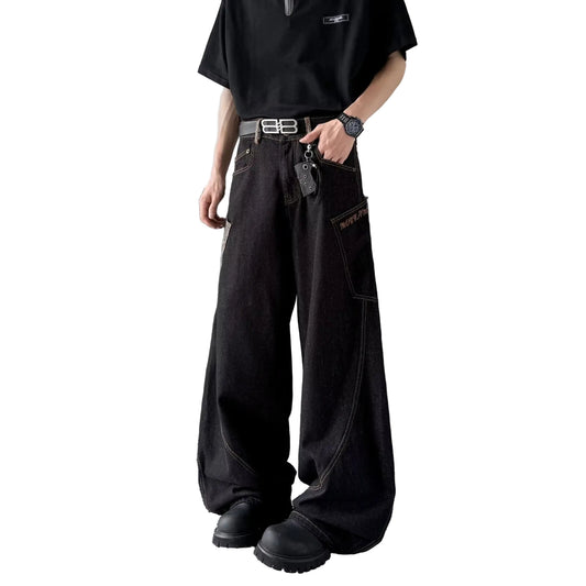 Checkered Loose Denim Jeans