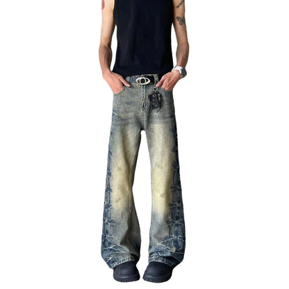 Flared Wide-Leg Denim Jeans