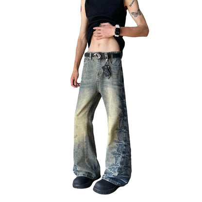 Flared Wide-Leg Denim Jeans