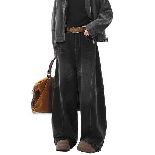 Cat-Whisker Baggy Denim Jeans