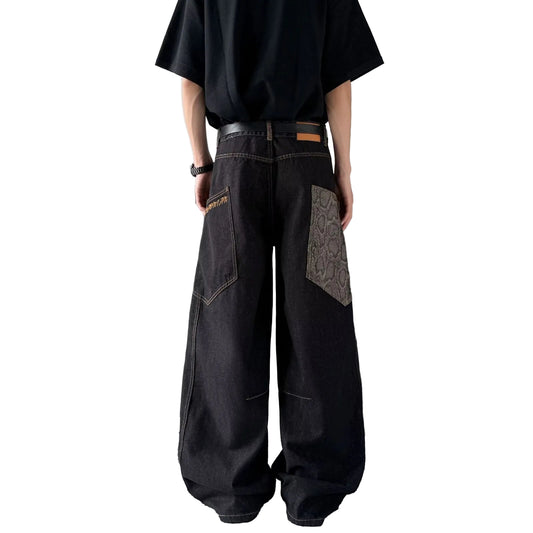 Checkered Loose Denim Jeans