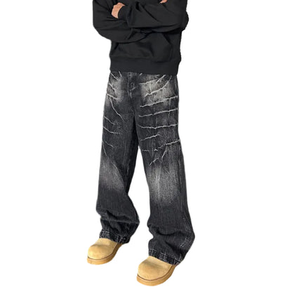 Patterned Denim Jeans