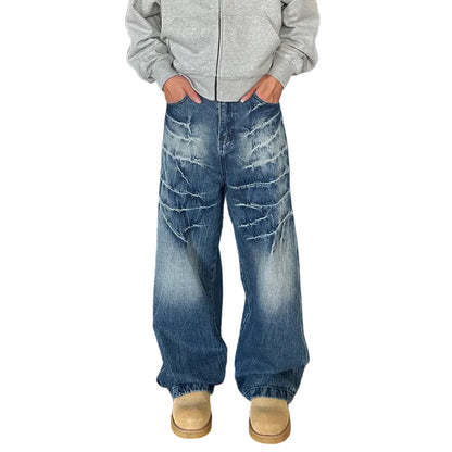 Patterned Denim Jeans