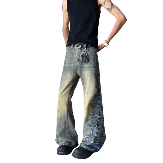 Flared Wide-Leg Denim Jeans