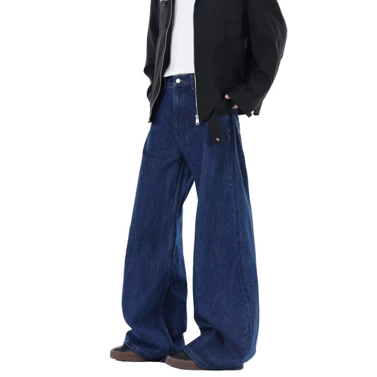 Retro Deep Wide-Leg Denim Jeans