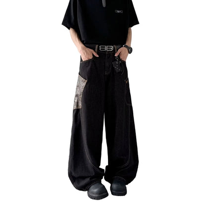 Checkered Loose Denim Jeans